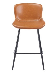 Taburete SAMPER, metal, similpiel vintage marrón 2