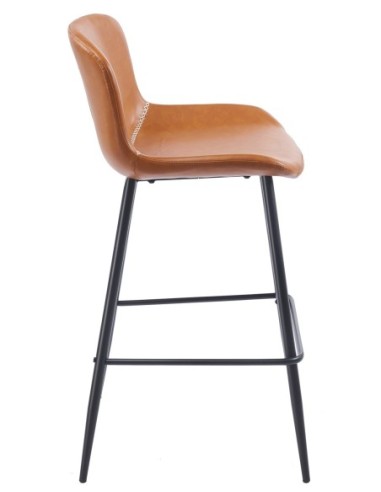 Taburete SAMPER, metal, similpiel vintage marrón