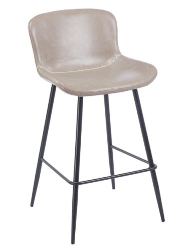 Taburete SAMPER, metal, similpiel vintage gris