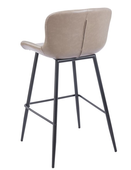 Taburete SAMPER, metal, similpiel vintage gris