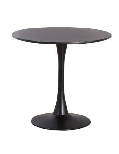 Mesa TUL, base de metal, tapa lacada negra, 90 cms de diámetro