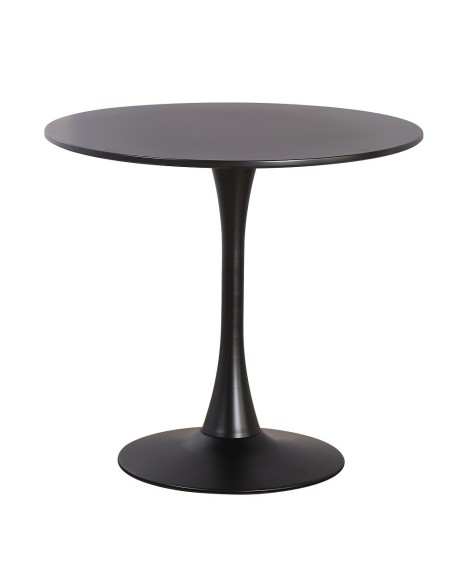 Mesa TUL, base de metal, tapa lacada negra, 90 cms de diámetro