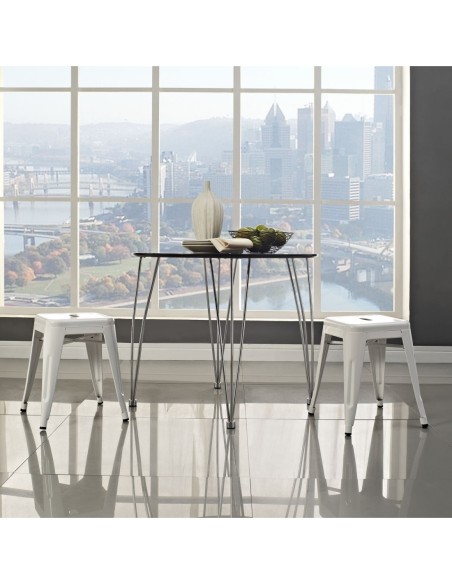 Taburete TOL EK LIMITED 46, bajo, acero, blanco