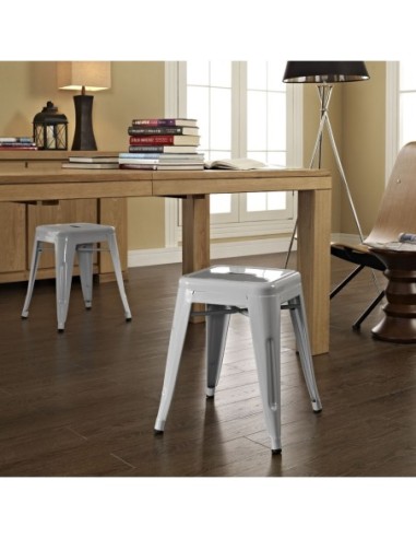 Taburete TOL EK LIMITED 46, bajo, acero, blanco