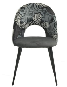 Silla ORQUIDEA, metal, tapizado velvet gris con respaldo floral a juego 2
