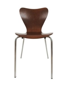 Silla JACOBO, apilable, cromada, acabado nogal