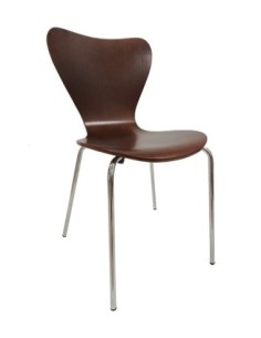 Silla JACOBO, apilable, cromada, acabado nogal 2