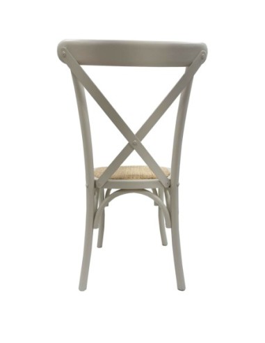 Silla CROSS SX, madera de haya, blanca, asiento de ratán