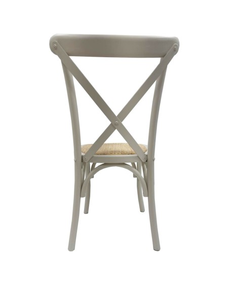 Silla CROSS SX, madera de haya, blanca, asiento de ratán