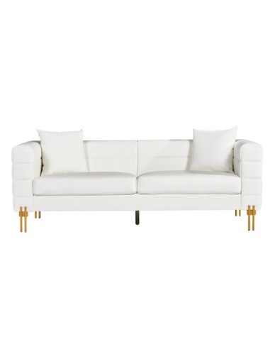 Sofá LARIOS, 3 plazas, tapizado similpiel blanca