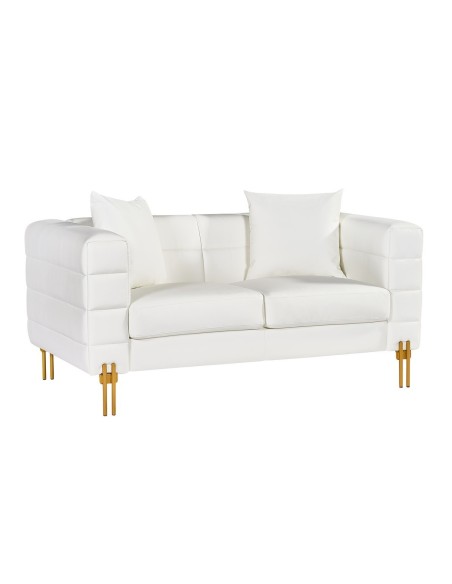 Sofá LARIOS, 2 plazas, tapizado similpiel blanca