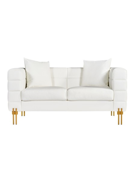 Sofá LARIOS, 2 plazas, tapizado similpiel blanca