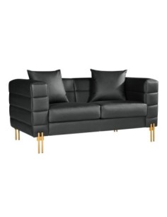 Sofá LARIOS, 2 plazas, tapizado similpiel negra