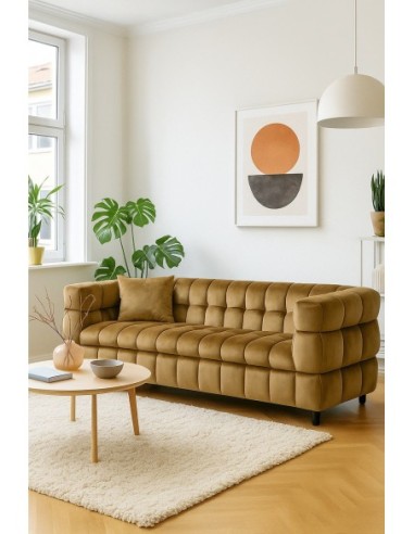 Sofá LORING, 3 plazas, tejido velvet camel 34