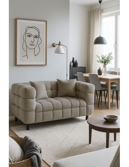 Sofá LORING, 2 plazas, tejido velvet gris claro 25