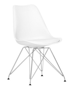 Silla BELLA (SU), cromada, carcasa y cojín blanco