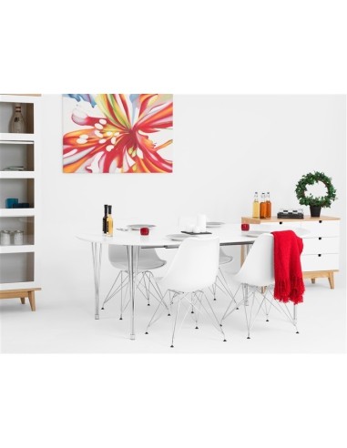 Silla BELLA (SU), cromada, carcasa y cojín blanco