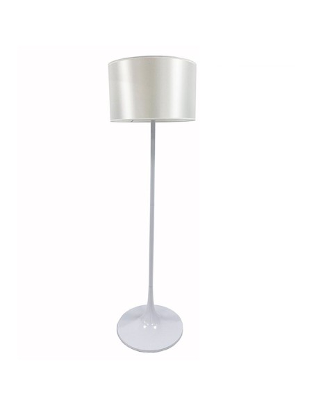 Lámpara LUGANO, pie salón, blanca, pantalla gris claro