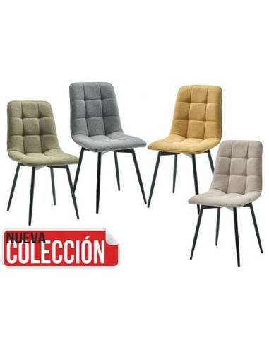 SILLA MOD. PAIPORTA EASY CLEAN EN COLORES BEIGE TOSTADO, DORADO, GRIS y VERDE.