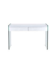 Mesa LIMOGES, cristal, cajonera, lacada blanca, 120 x 60 cms