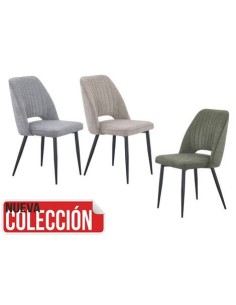 SILLA MOD. SARABEL TELA ARAGÓN EN COLORES BEIGE TOSTADO, VERDE y GRIS
