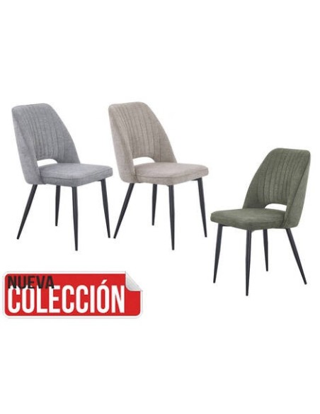 SILLA MOD. SARABEL TELA ARAGÓN EN COLORES BEIGE TOSTADO, VERDE y GRIS