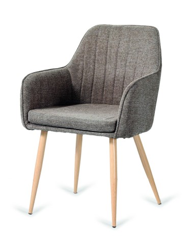 SILLÓN MOD. VICTOR TAPIZADO MARRÓN JASPEADO PATAS MADERA