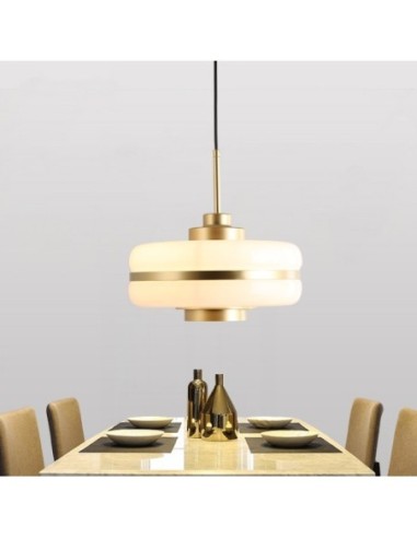 Lámpara LYRA, colgante, metal, cristal blanco