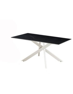 MESA COMEDOR MOD. NESY RECTANGULAR CERÁMICA SOBRE NEGRO PATA CREMA.
