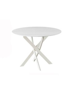 MESA COMEDOR MOD. NESY REDONDA CERÁMICA SOBRE BLANCO 110 CM PATA CREMA
