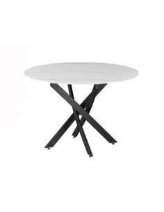 MESA COMEDOR MOD. NESY REDONDA CERÁMICA SOBRE BLANCO 110 CM PATA COLOR NEGRO