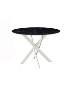 MESA COMEDOR MOD. NESY REDONDA CERÁMICA SOBRE NEGRO 110 CM  PATA CREMA.