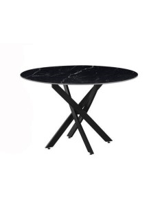MESA COMEDOR MOD. NESY REDONDA CERÁMICA SOBRE NEGRO 110 CM  PATA COLOR NEGRO..