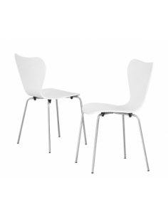 Silla JACOBO, apilable, cromada, acabado lacado blanco