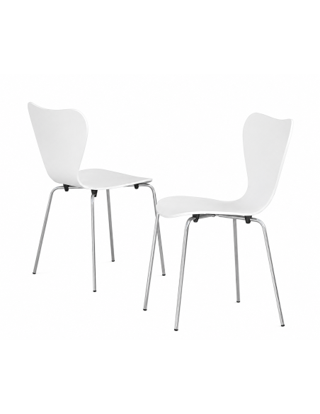 Silla JACOBO, apilable, cromada, acabado lacado blanco