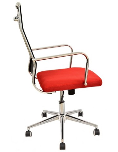Sillón de oficina AUSTRIA, alto, malla negra, asiento rojo