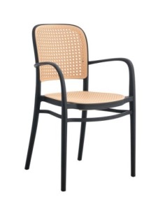 Sillón FUNCHAL 97, apilable, polipropileno negro y beige 2