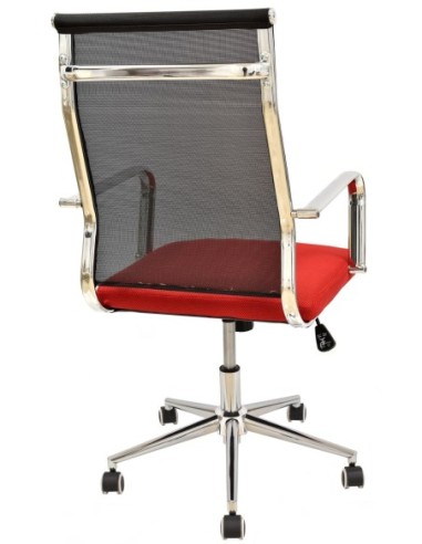 Sillón de oficina AUSTRIA, alto, malla negra, asiento rojo