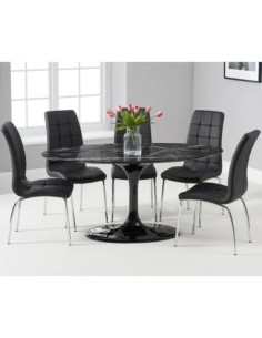 Mesa TUL, oval, fibra de vidrio, mármol negro 160x90 cms 2