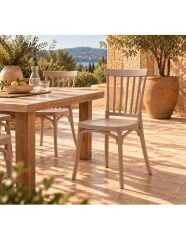 Silla MILOS 43, apilable, tratamiento anti UV, polipropileno tórtora
