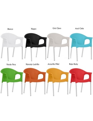 Sillón NILO, aluminio, apilable, polipropileno rojo*