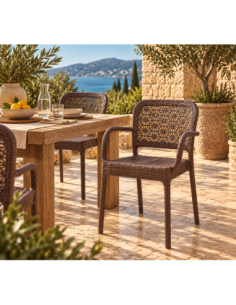 Sillón LATOJA, apilable, polipropileno marrón chocolate