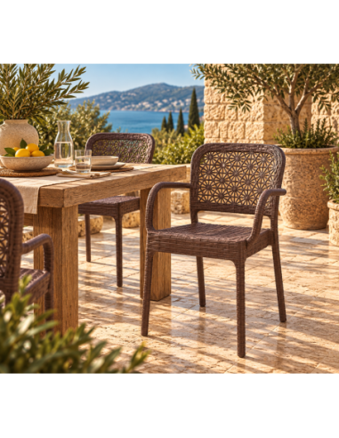 Sillón LATOJA, apilable, polipropileno marrón chocolate