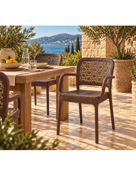 Sillón LATOJA, apilable, polipropileno marrón chocolate