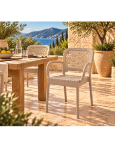 Sillón LATOJA, apilable, polipropileno beige