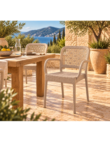 Sillón LATOJA, apilable, polipropileno beige