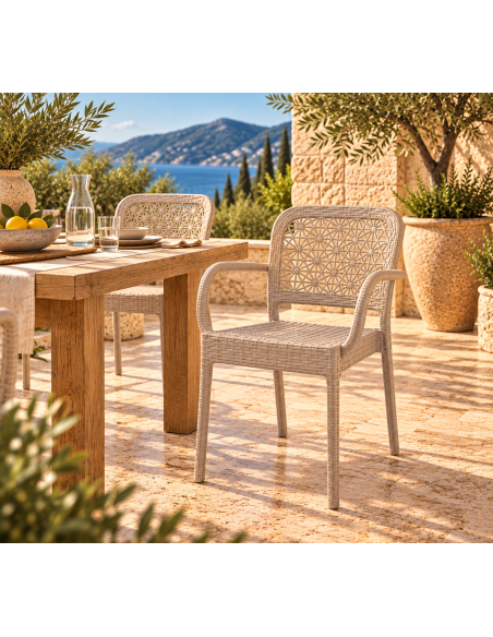 Sillón LATOJA, apilable, polipropileno beige