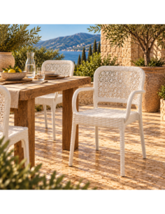 Sillón LATOJA, apilable, polipropileno blanco