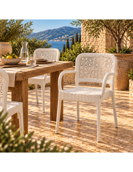 Sillón LATOJA, apilable, polipropileno blanco