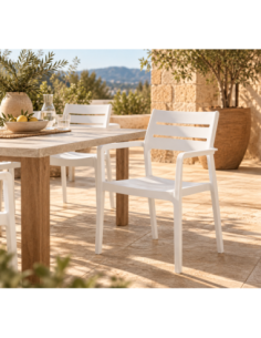 Sillón MADEIRA, apilable, polipropileno blanco